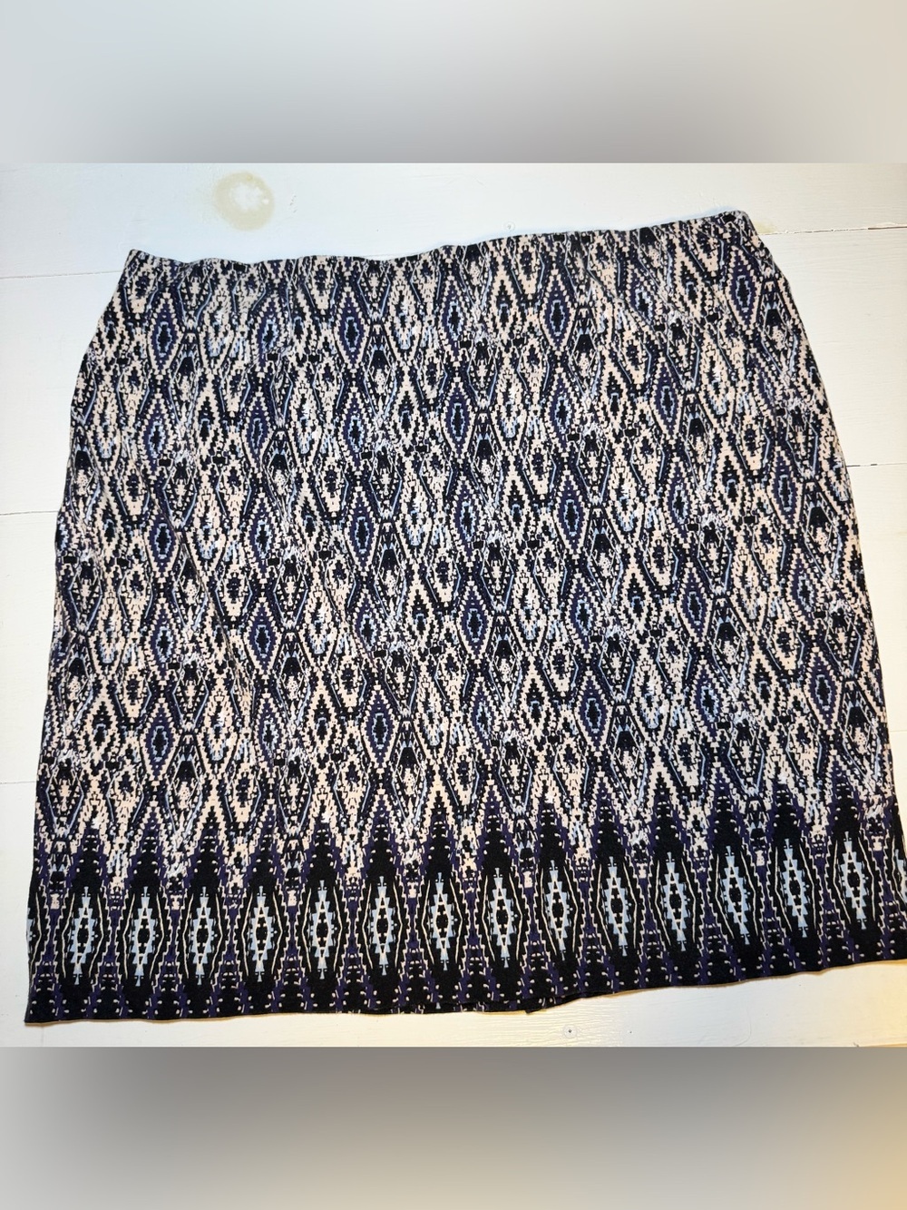 J. Jill Navy and White Geometric Pencil Skirt
